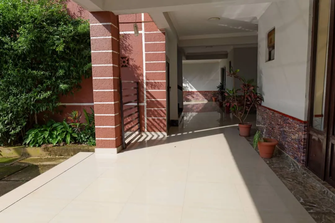 Véranda couverte d’Ibis Gîte, ouverte sur la végétation du jardin